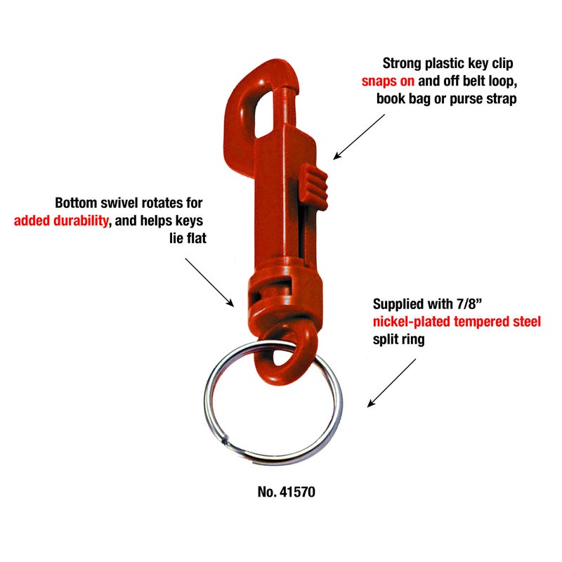 Lucky Line Plastic Key Clip for Backpacks, Belts, Keys, Party Favors, Arts and Crafts, Red, 25 Per Bag (41570) - Image 5